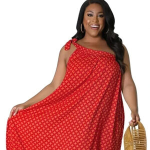 Plus size 1 shoulder halter dress